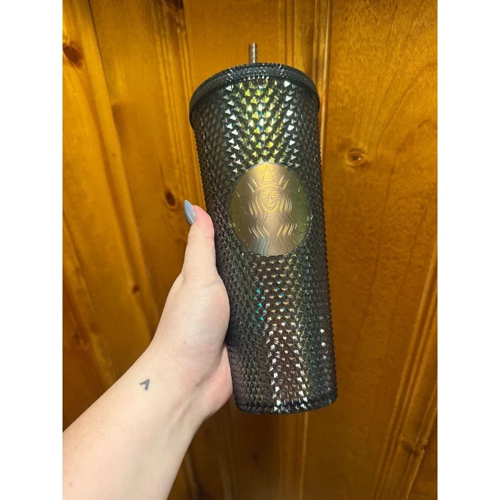 Starbucks Fall 2020 Iridescent Black Studded Venti Tumbler 24oz Dark Bling Cup
